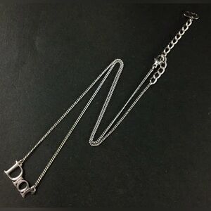Dior Silver Tone Logo Necklace